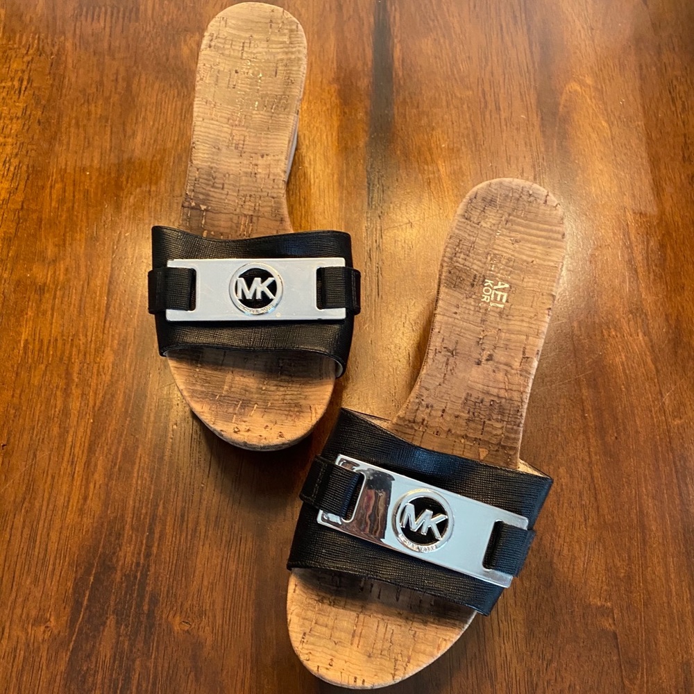 Michael Kora cork and leather Wedges